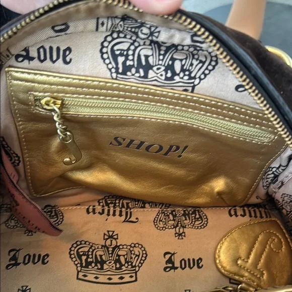 Juicy Couture ROYAL JUICY brown gold bowler bag purse Y2K - Picture 12 of 16